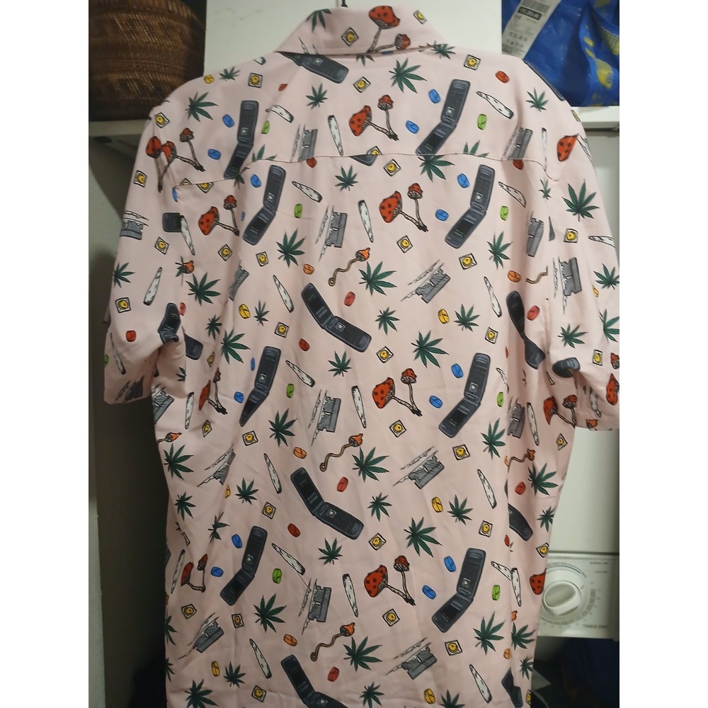 Mens Dixxon Flannel "The New Guy" short sleeve party shirt LARGE pink - Picture 4 of 4